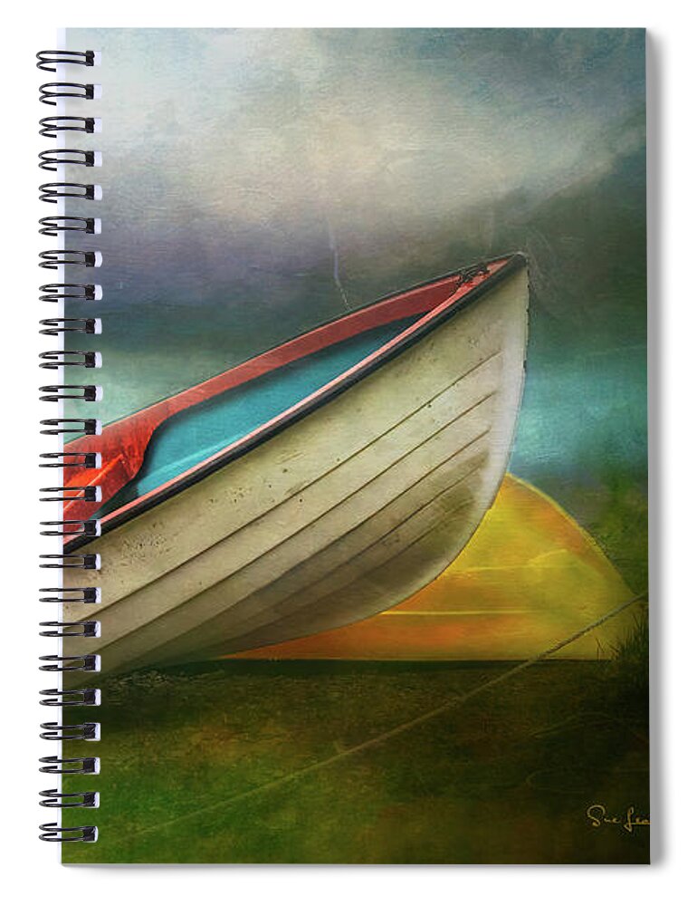 Abstract Spiral Notebook featuring the photograph Boats by the Lake by Sue Leonard
