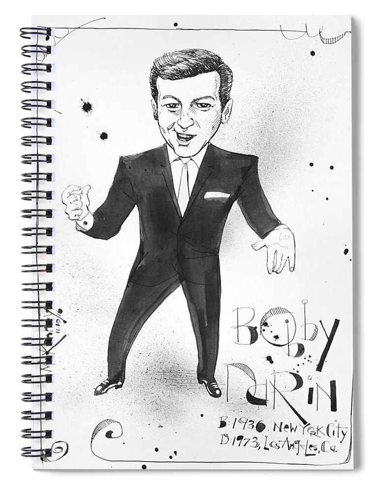  Spiral Notebook featuring the drawing Bobby Darin by Phil Mckenney