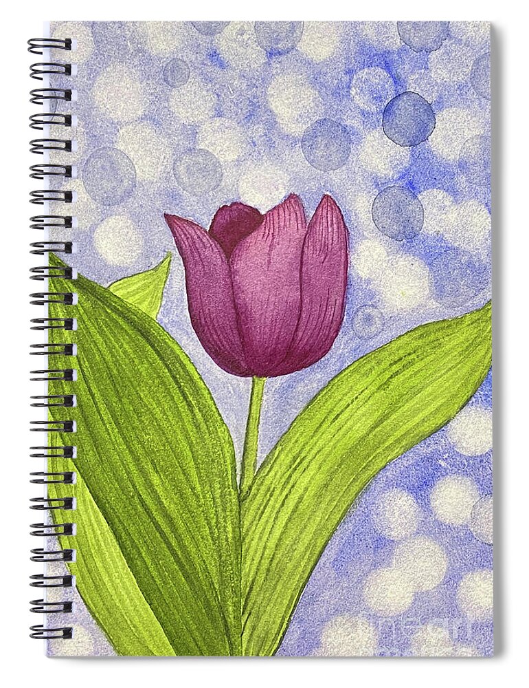 Tulip Spiral Notebook featuring the painting Bokeh Tulip by Lisa Neuman