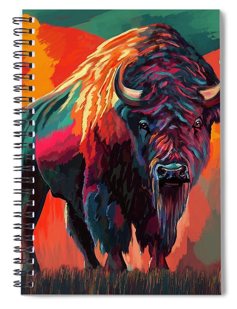 Buffalo Spiral Notebook featuring the digital art Bold Buffalo by Mark Ross