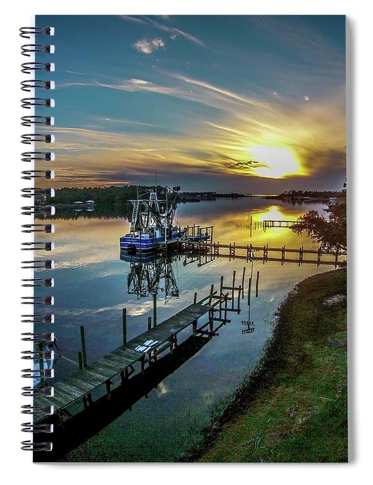 Bon Secour Spiral Notebook featuring the photograph Bon Secour River Sunset by Michael Thomas