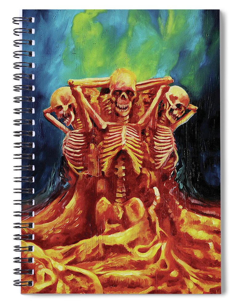 Skeletons Spiral Notebook featuring the painting Bones Gathering by Sv Bell