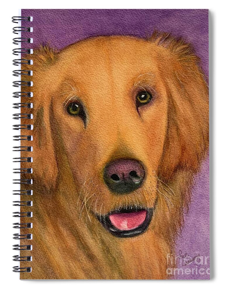 Golden Retriever Spiral Notebook featuring the painting Boone by Sue Carmony