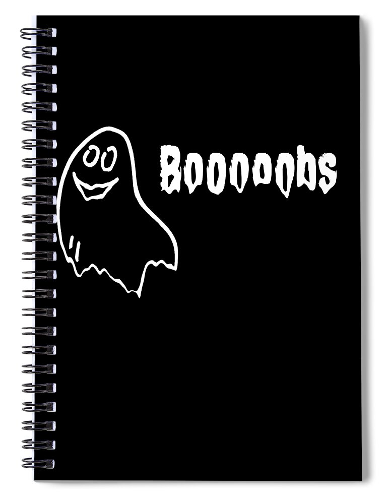 Cool Spiral Notebook featuring the digital art Booooobs Boo Halloween Ghost by Flippin Sweet Gear