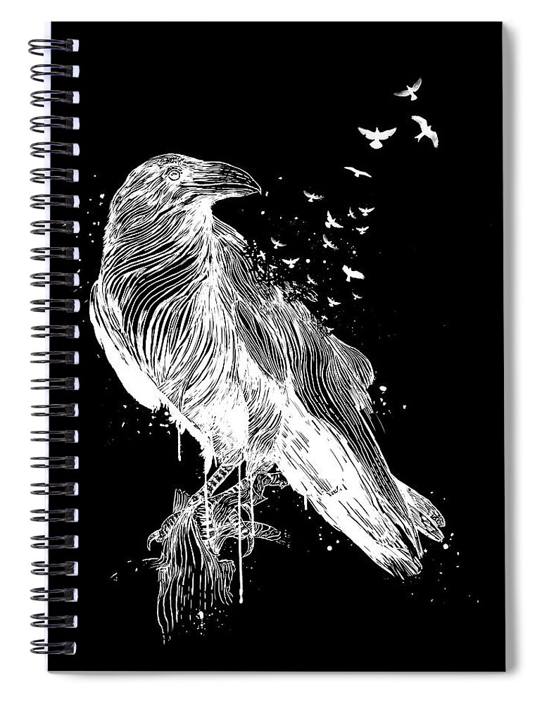 Birds Spiral Notebook featuring the drawing Born to be free II by Balazs Solti
