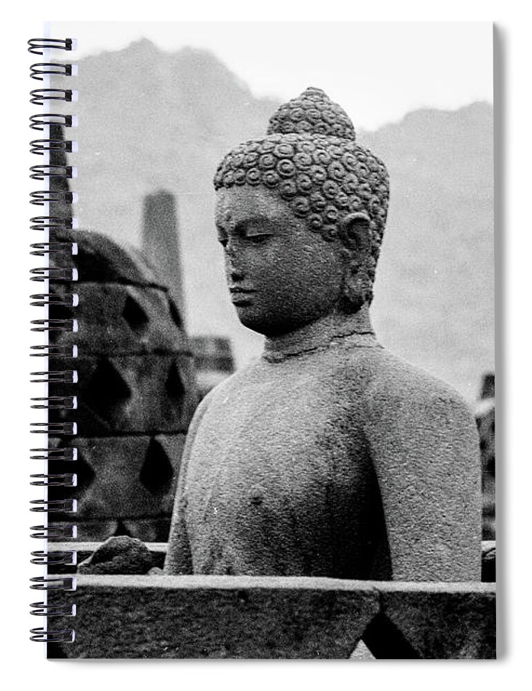Borobudur Spiral Notebook featuring the photograph In Search Of The Sacred - Borobudur Temple, Java, Indonesia by Earth And Spirit
