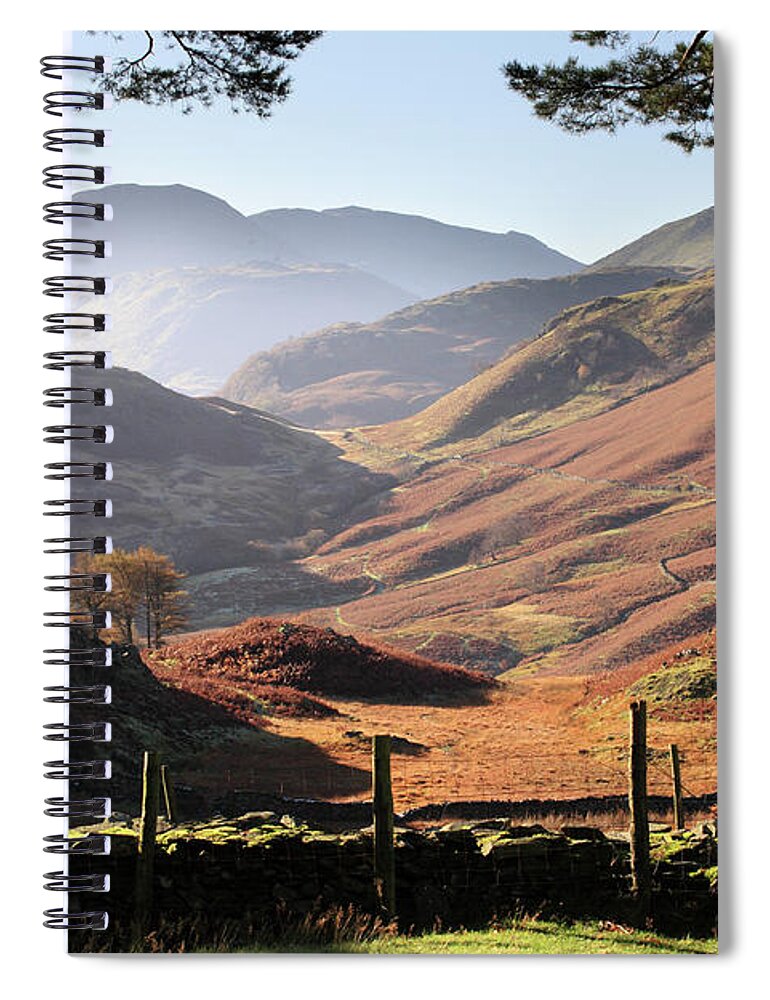 Borrowdale Spiral Notebook featuring the photograph Borrowdale from Castle Crag, Cumbria, England, UK by Bryan Attewell