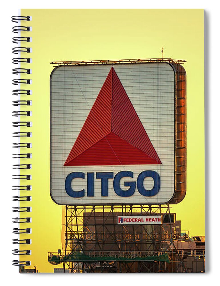 2014 Spiral Notebook featuring the photograph Boston Citgo Sign Morning Sunrise Photo by Paul Velgos