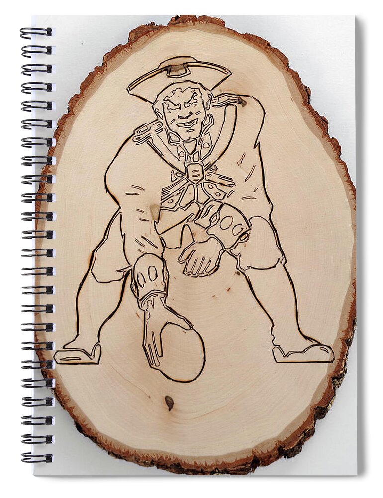 Pyrography Spiral Notebook featuring the pyrography Boston Patriots est 1960 by Sean Connolly
