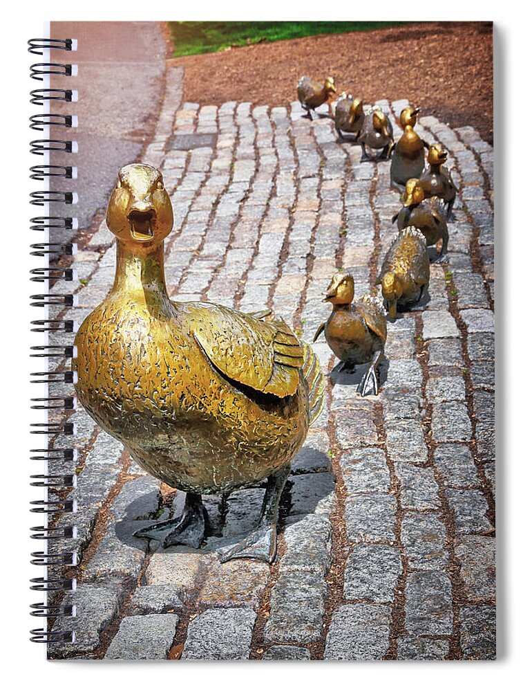 Make Way For Ducklings Spiral Notebook featuring the photograph Boston Public Garden Make Way For Ducklings by Carol Japp