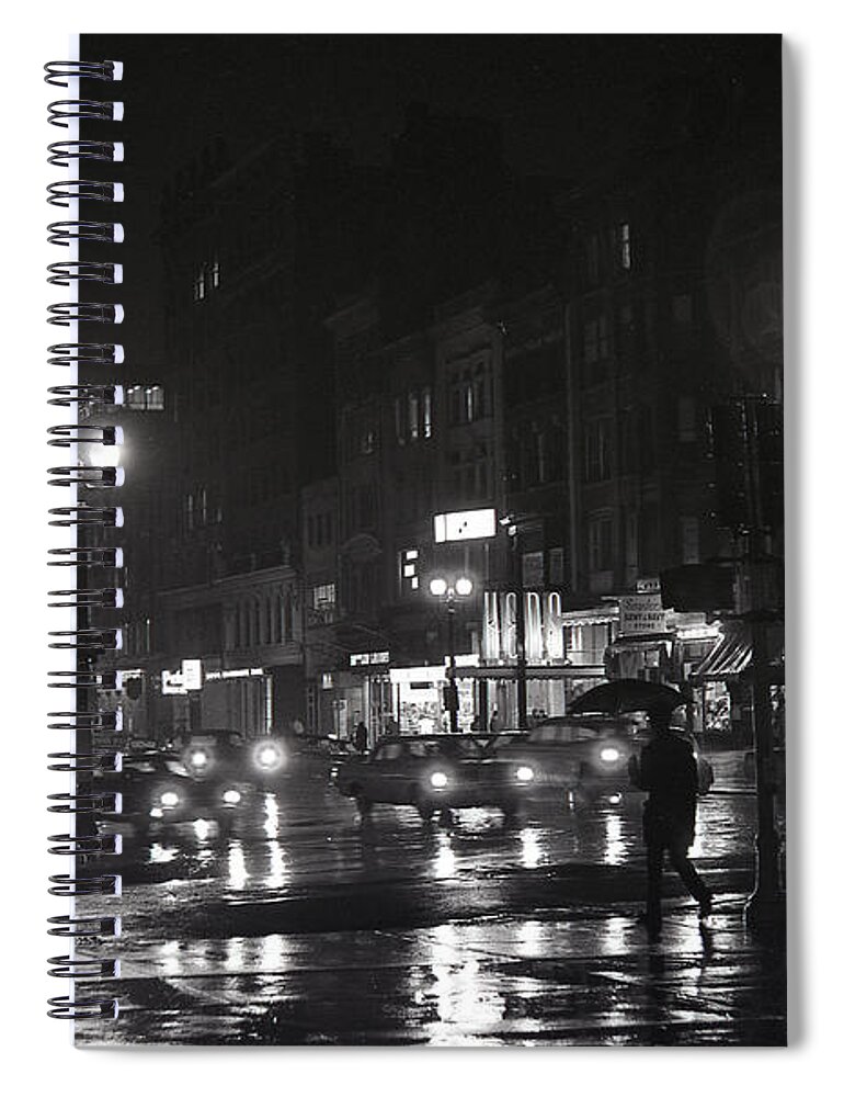 Night Spiral Notebook featuring the photograph Boston Rainy Night by Russel Considine