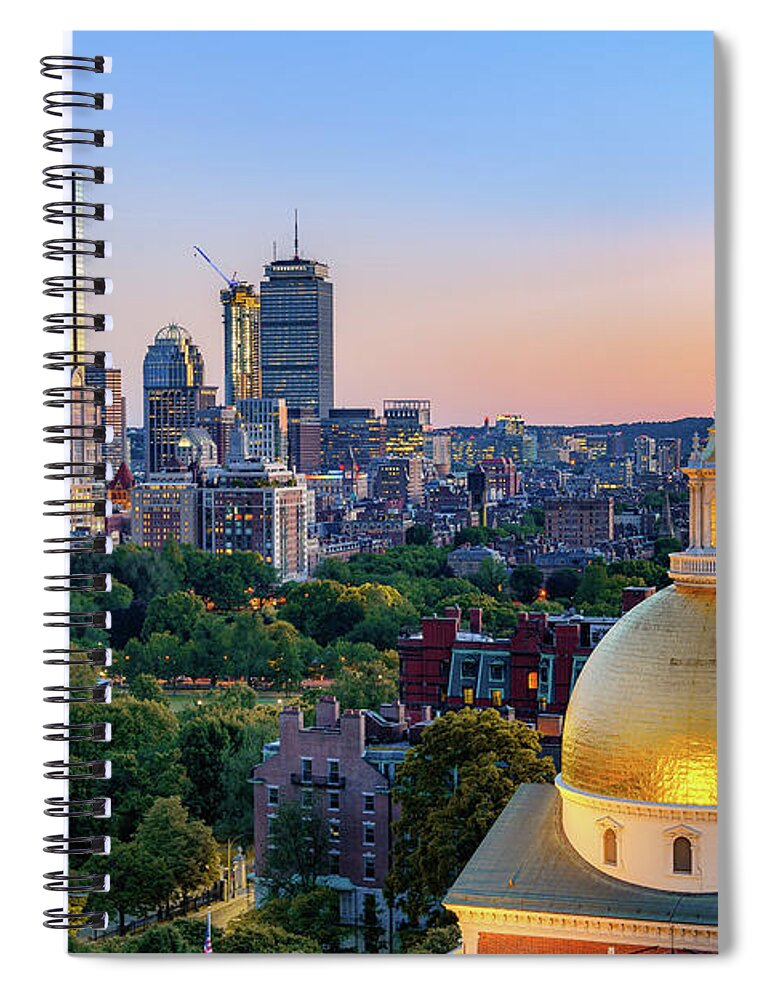 Boston Spiral Notebook featuring the photograph Boston State House 1 by Michael Hubley