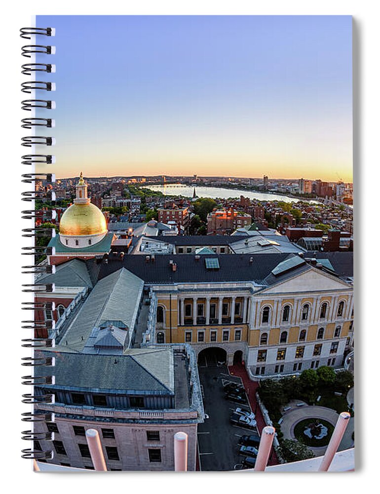 Boston Spiral Notebook featuring the photograph Boston State House, Fisheye View by Michael Hubley