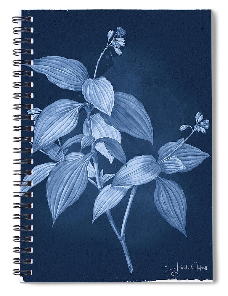 Digital Spiral Notebook featuring the digital art Botanical Cyanotype Series No. One by Linda Lee Hall