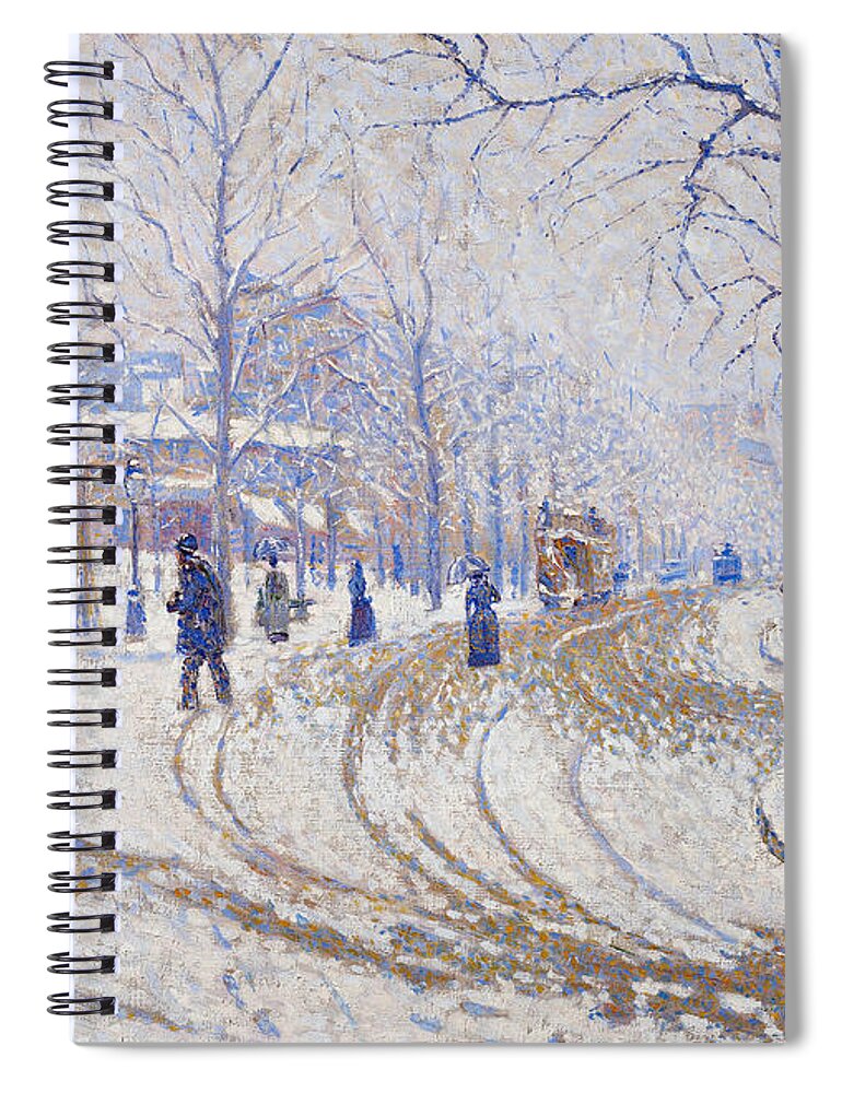 1886 Spiral Notebook featuring the painting Boulevard De Clichy, 1886 by Paul Signac