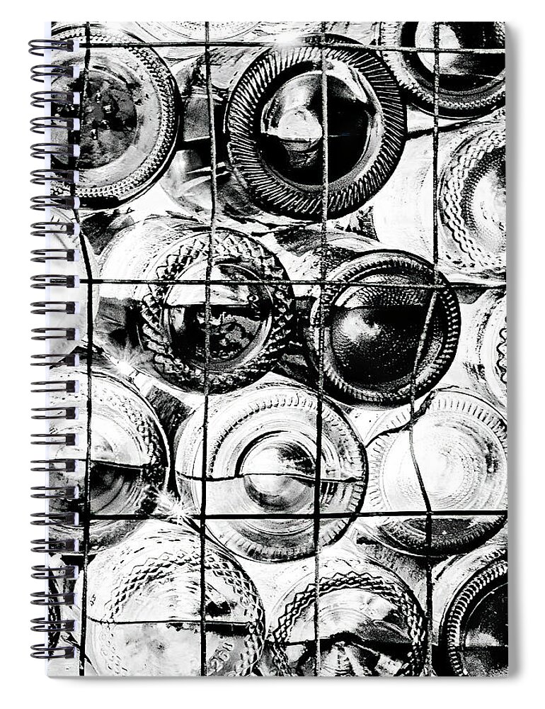 Monochrome Spiral Notebook featuring the photograph Bound Up Bottles by Ginger Stein