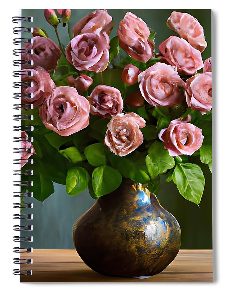 Roses Spiral Notebook featuring the digital art Bouquet of Pink Roses by Katrina Gunn