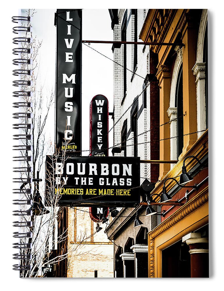 America Spiral Notebook featuring the photograph Bourbon by the glass by Alexey Stiop