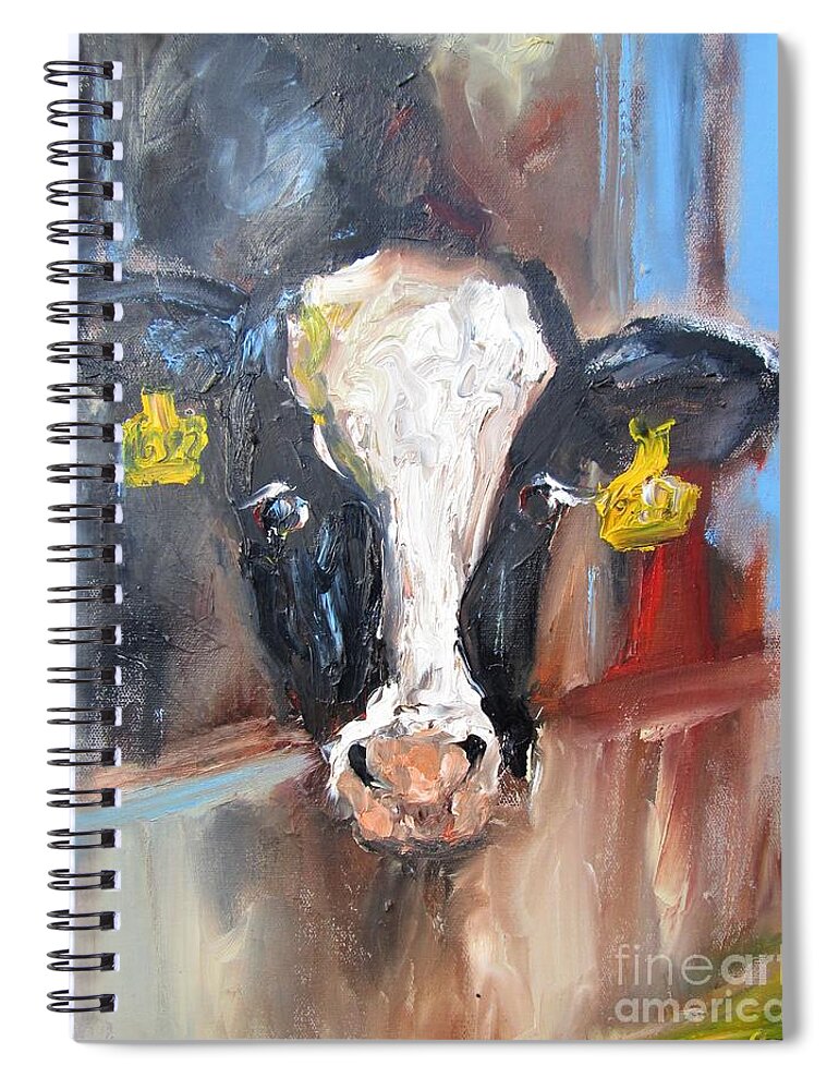 Bovine Spiral Notebook featuring the painting Bovine art by Mary Cahalan Lee - aka PIXI
