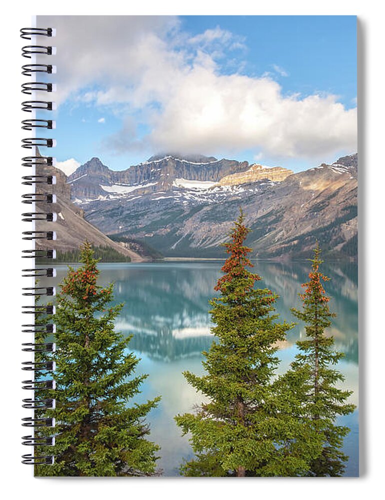 Canadian Rockies Spiral Notebook featuring the photograph Bow Lake by Jonathan Nguyen