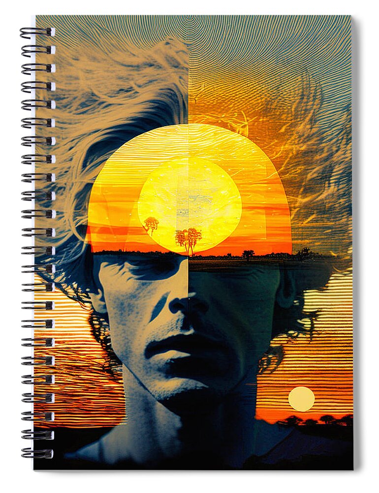 Figurative Spiral Notebook featuring the digital art Bowiesque 13 by Craig Boehman