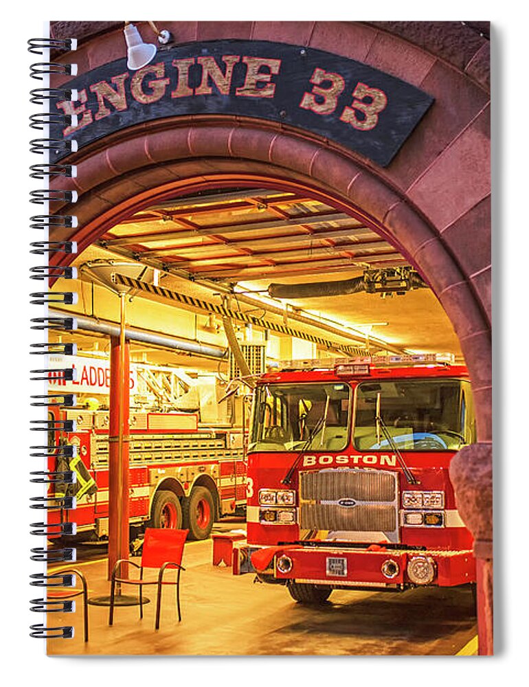 Boston Spiral Notebook featuring the photograph Boylston Street Fire Station Boston MA Engine 33 by Toby McGuire
