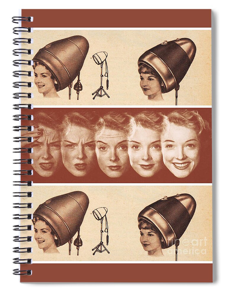 Vintage Spiral Notebook featuring the mixed media Brain Wash by Sally Edelstein
