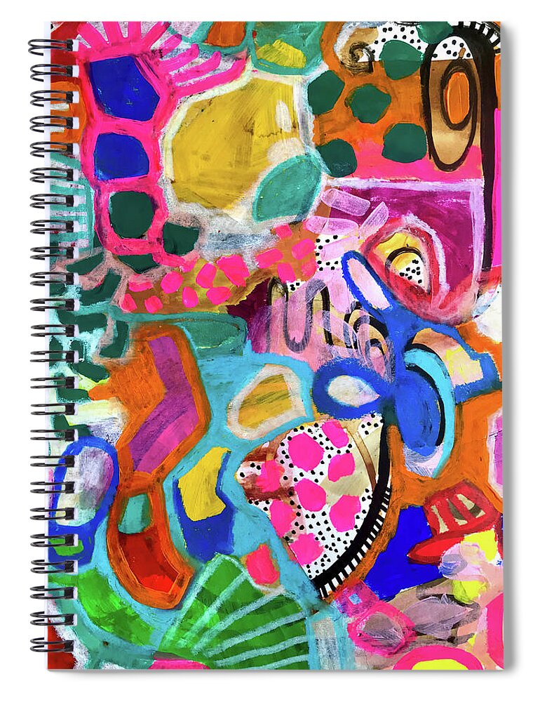 Colorful Abstract Vibrant Bold Modern Contemporary Robin Mead Spiral Notebook featuring the painting Braindump by Robin Mead