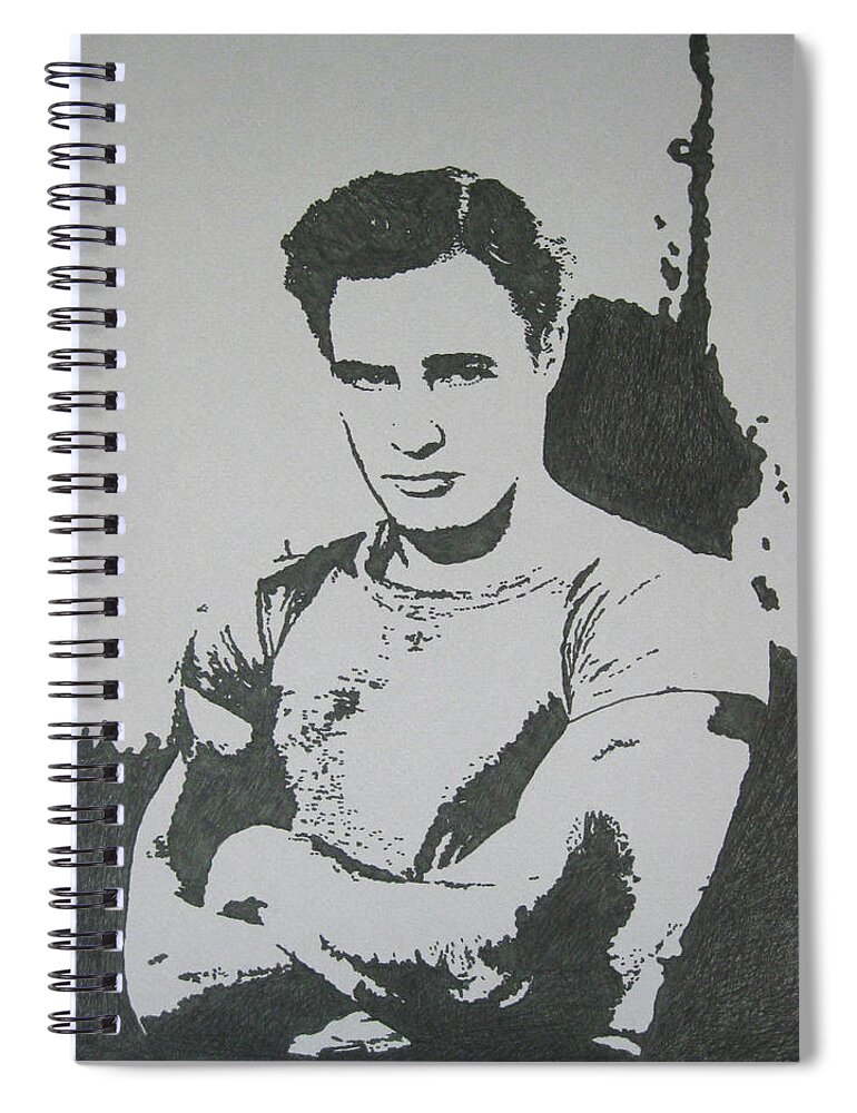Marlon Brando Spiral Notebook featuring the drawing Brando by Lynet McDonald