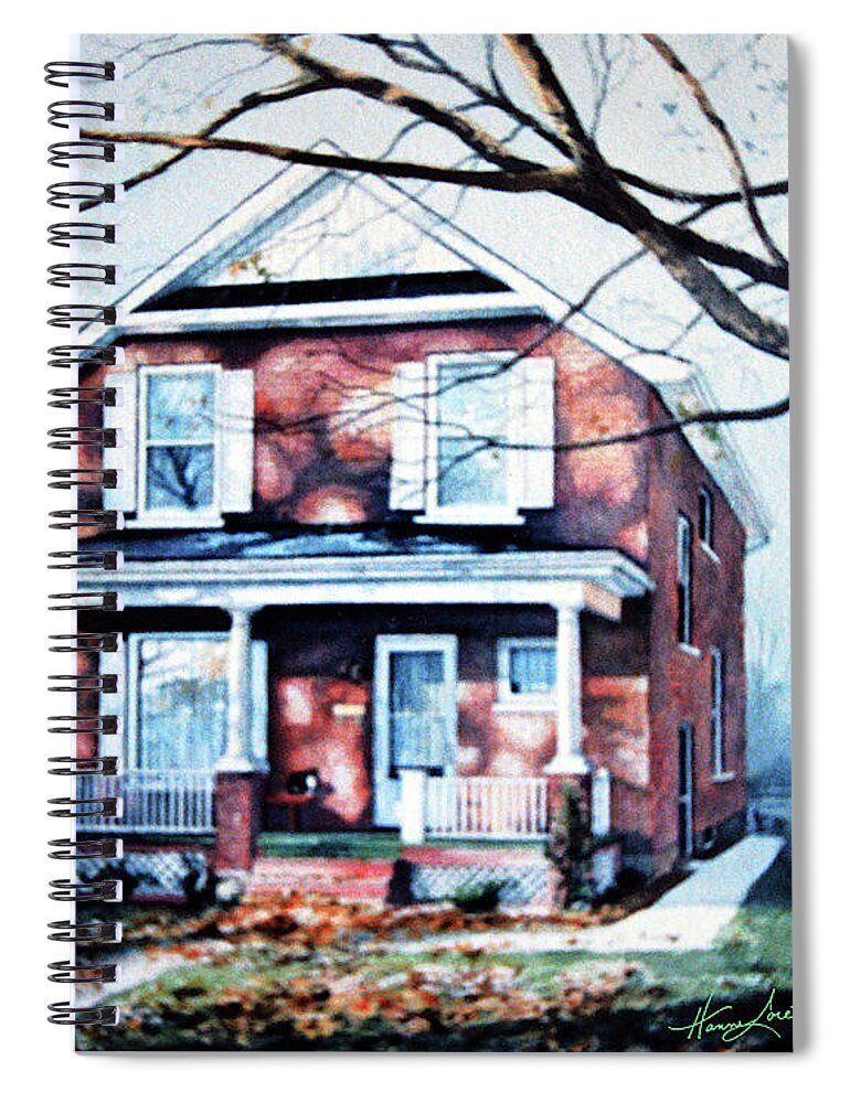 House Portrait From Photo Spiral Notebook featuring the painting Brant Avenue Home by Hanne Lore Koehler