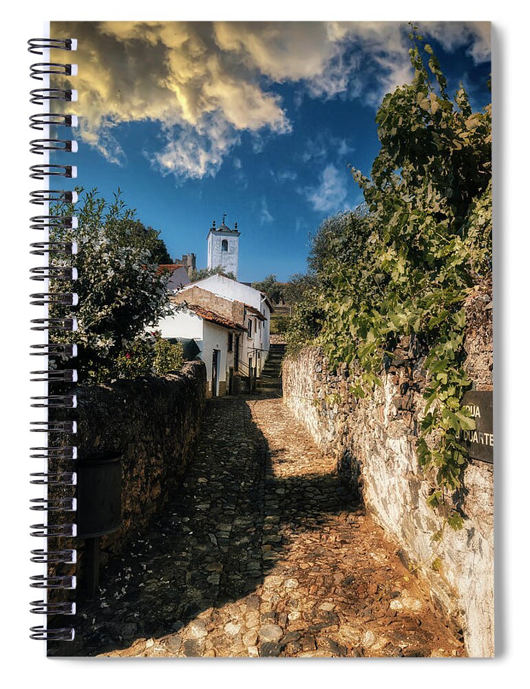 Portugal Spiral Notebook featuring the photograph Brarganca medieval street by Micah Offman