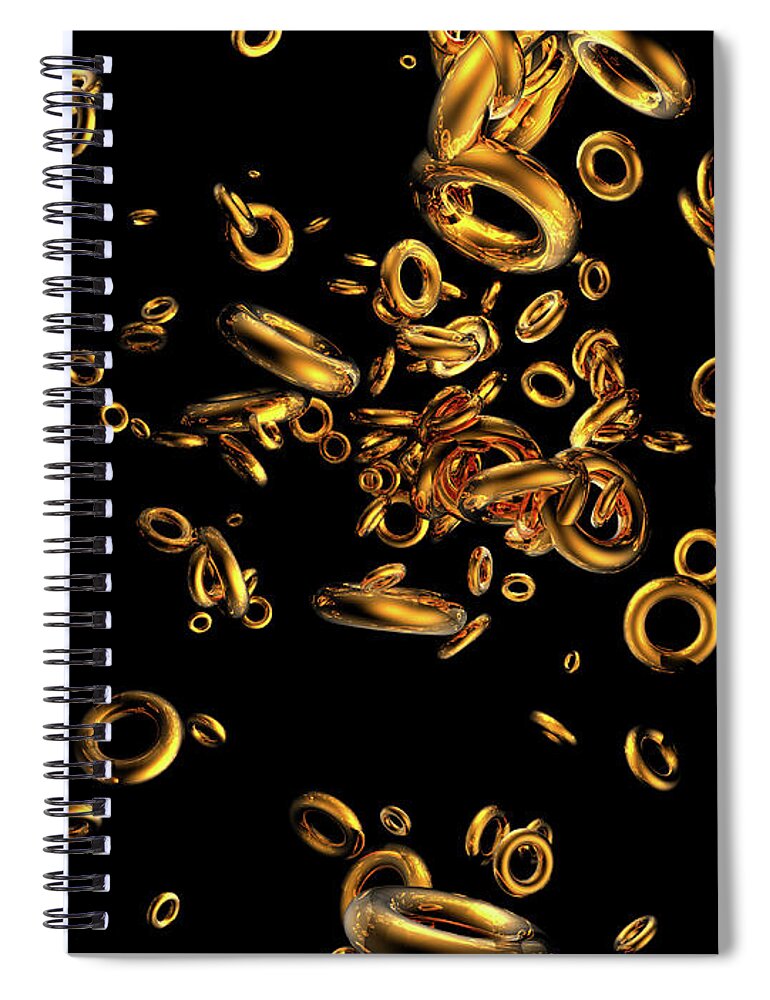 Surreal Spiral Notebook featuring the digital art Brass Rings by Phil Perkins