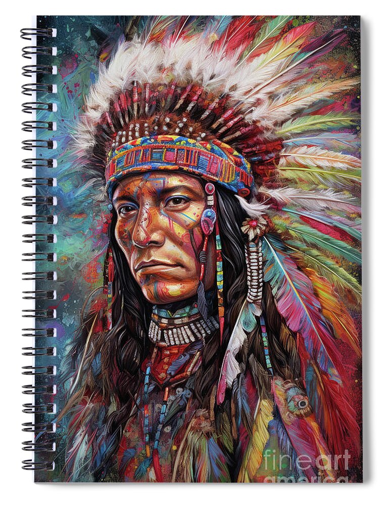 Native American Spiral Notebook featuring the painting Brave One by Tina LeCour