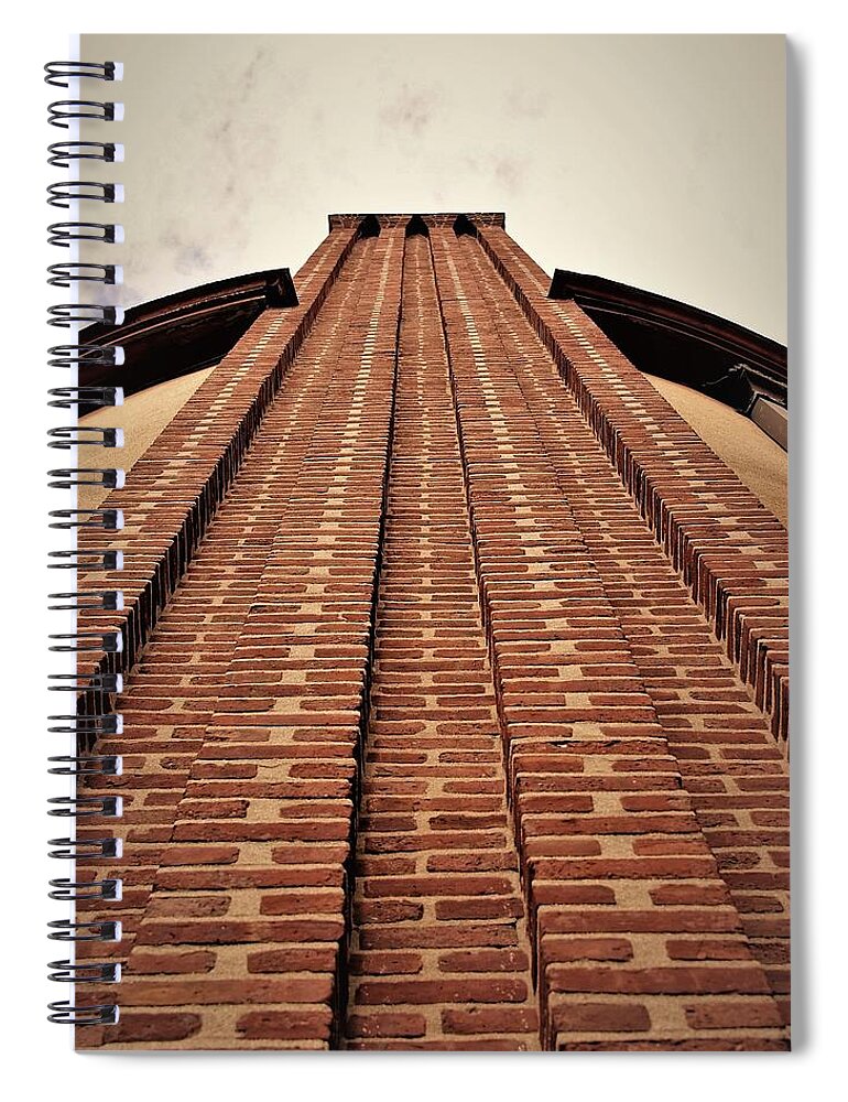 Brick Chimney Sky Spiral Notebook featuring the photograph Brick Chimney by John Linnemeyer