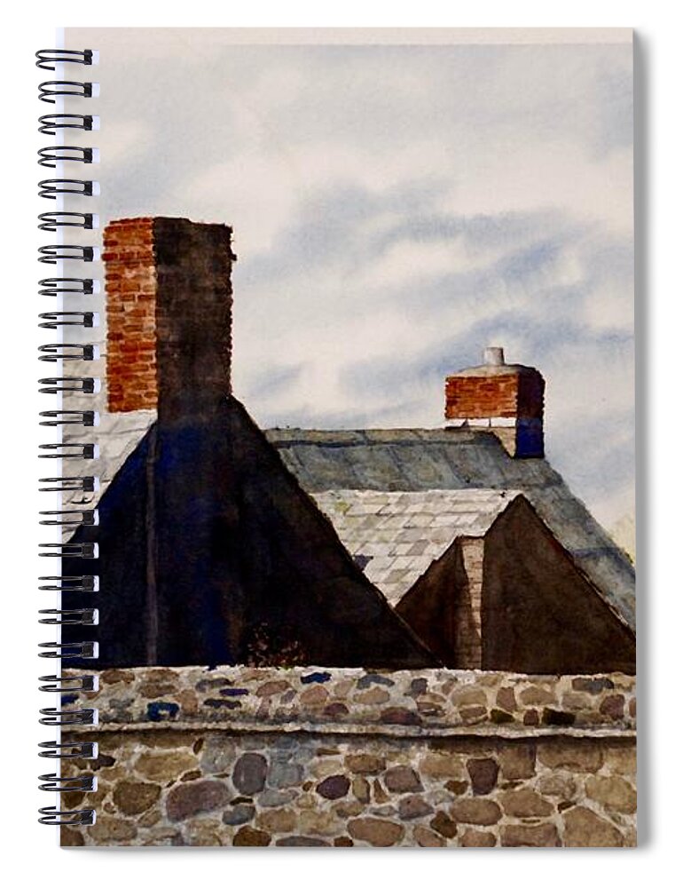 Irish Spiral Notebook featuring the painting Bricks Slate Stone by John Glass