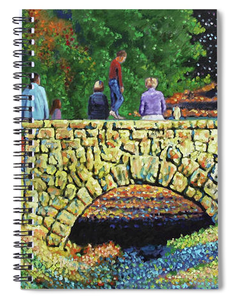 Bridge Spiral Notebook featuring the painting Bridge Into The Light by John Lautermilch