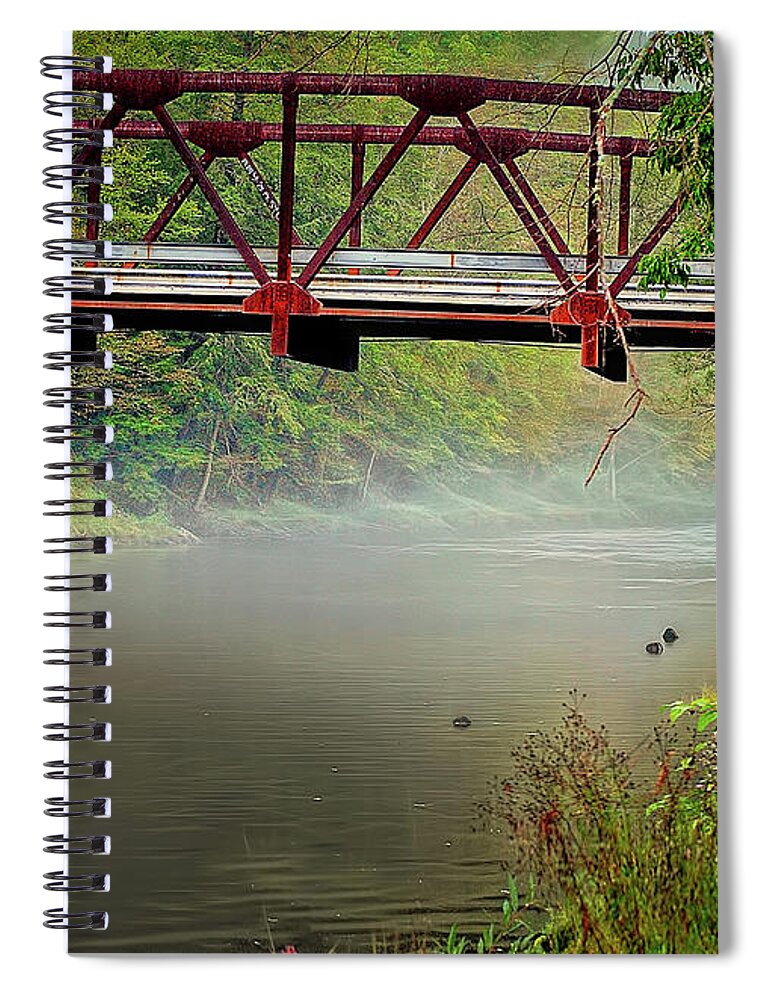 Stream Spiral Notebook featuring the photograph Bridge over a trout stream by Cordia Murphy