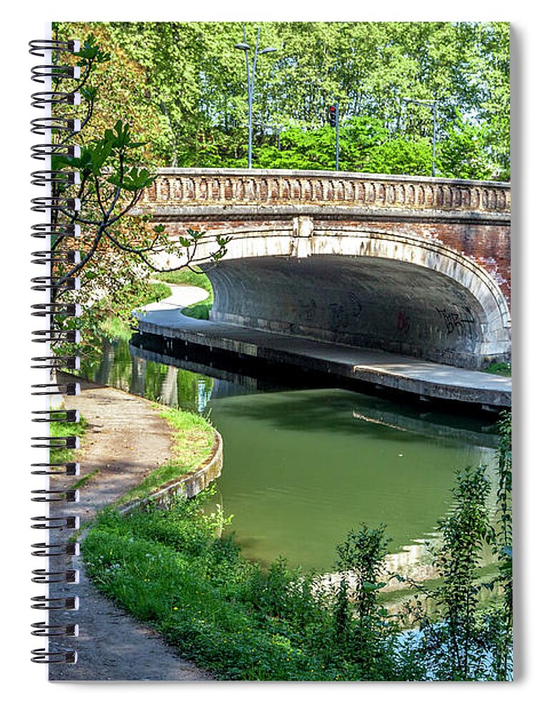 Toulouse Spiral Notebook featuring the photograph Bridge Over the Canal de Brienne by W Chris Fooshee