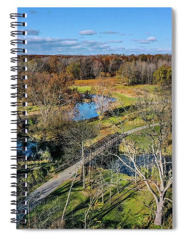 Rochester Spiral Notebook featuring the photograph Bridge Over the Clinton River DJI_0384 by Michael Thomas