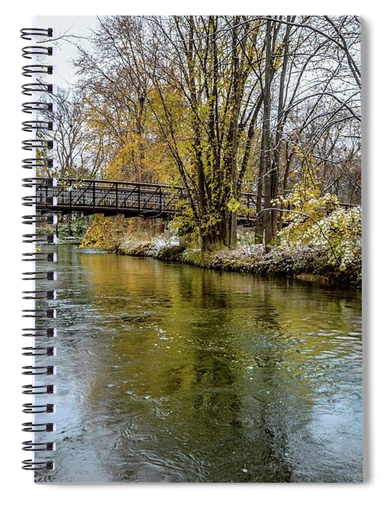 Rochester Spiral Notebook featuring the photograph Bridge Over the Clinton River DSC_0841 by Michael Thomas