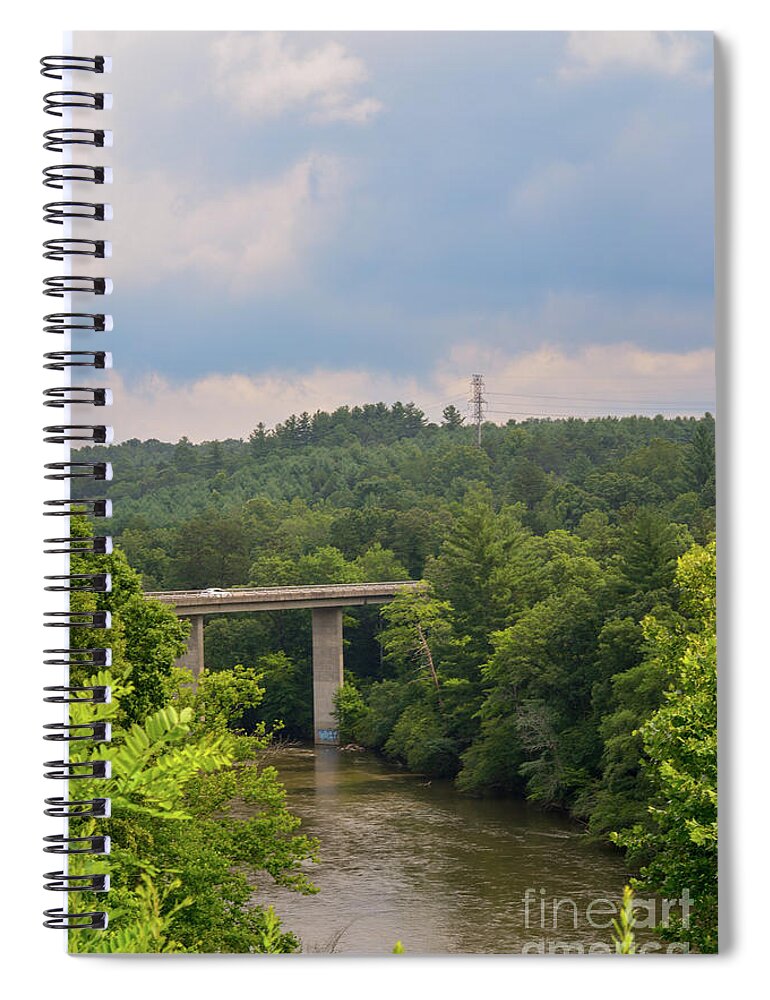 Landscape Spiral Notebook featuring the photograph Bridge over water - North Carolina by Adrian De Leon Art and Photography