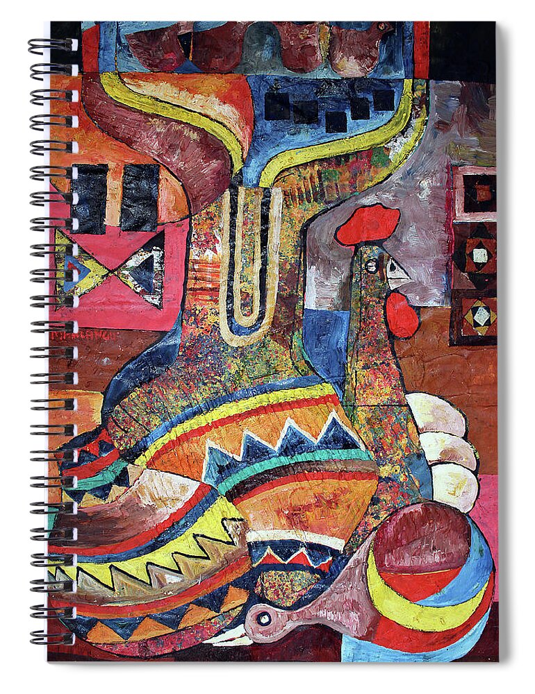  Spiral Notebook featuring the painting Bright Sunny Day by Speelman Mahlangu