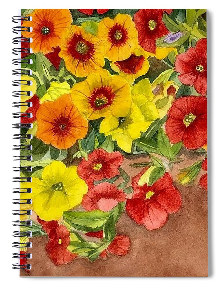 Petunia Spiral Notebook featuring the painting Brights by Nicole Curreri