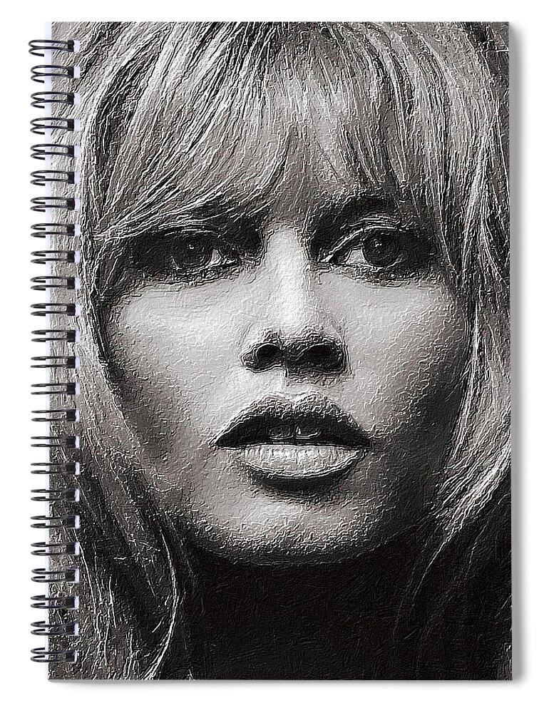 Brigitte Anne-marie Bardot Spiral Notebook featuring the painting Brigitte Bardot 3 by Tony Rubino