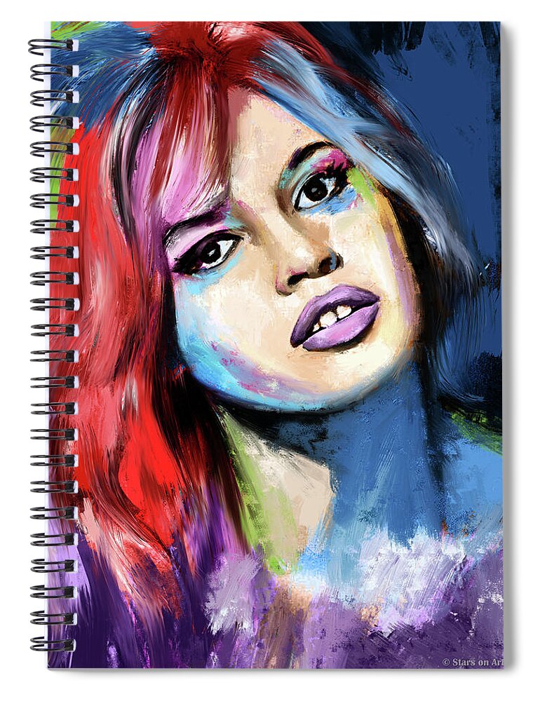 Brigitte Spiral Notebook featuring the painting Brigitte Bardot painting by Movie World Posters