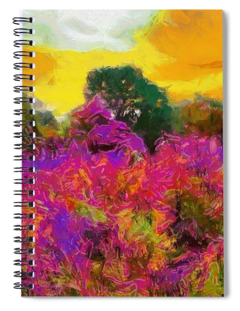 Meadow Spiral Notebook featuring the mixed media Brilliant Meadow by Christopher Reed