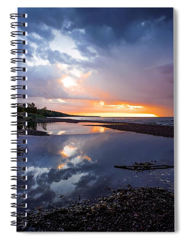Ake Superior Spiral Notebook featuring the photograph Brilliant Sunset on Lake Superior II by Susan Rydberg