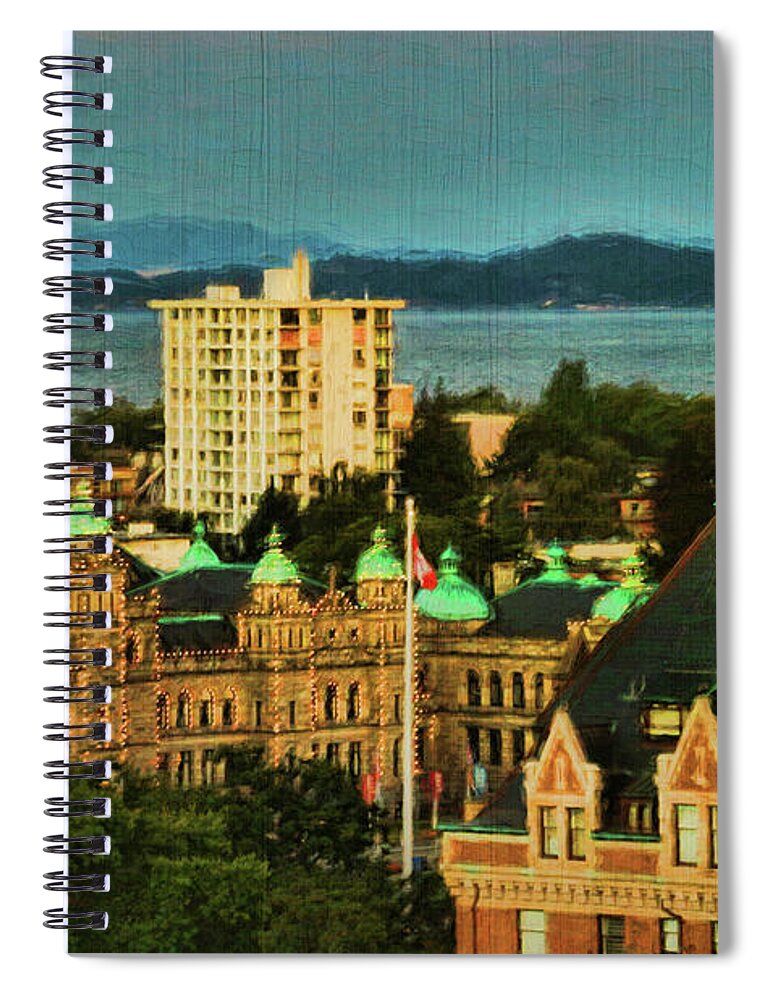 Victoria Spiral Notebook featuring the photograph British Columbia Parliament Building by Ola Allen