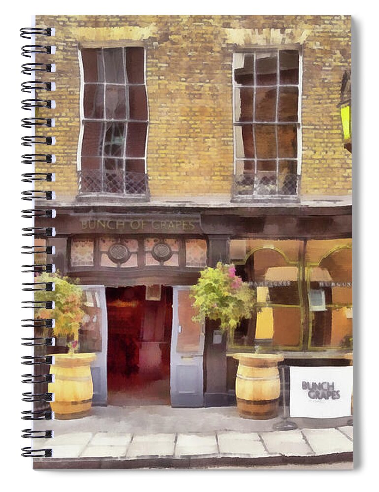 British Bup Old Spiral Notebook featuring the painting British pub old 4 by George Rossidis