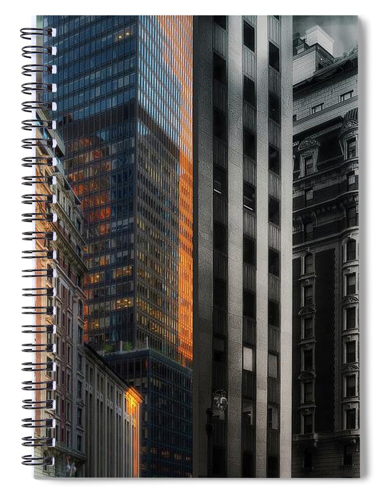 Sun Spiral Notebook featuring the photograph Broadway Below 56th St, Midtown Manhattan by Carol Whaley Addassi